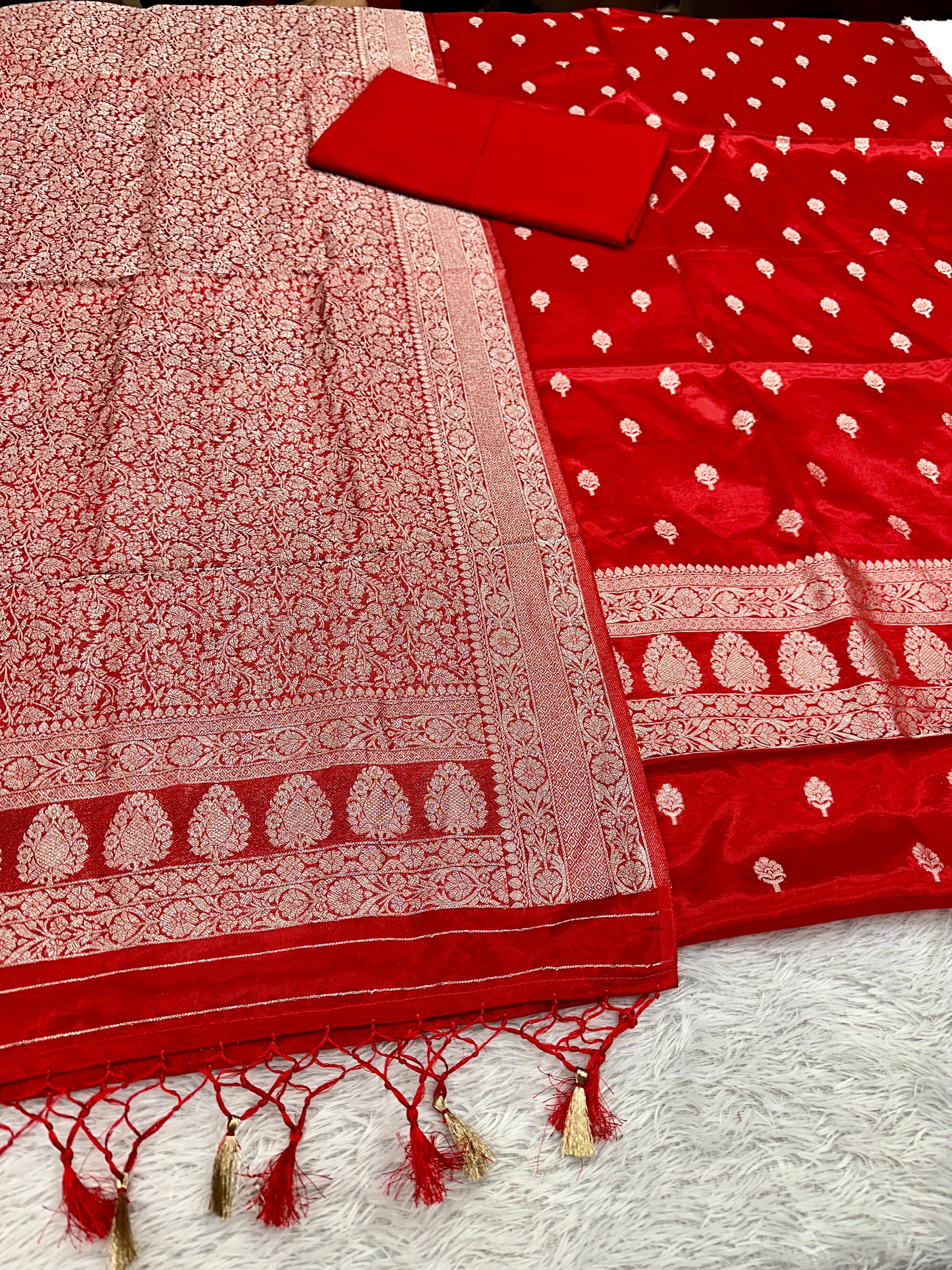 ✨ Banarasi Jacquard Gap Buti HO Silk 3-Piece Unstitched Dress Material MSS15