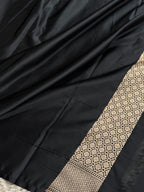 Black Mashru Kataan Silk Banarasi Saree with Ghat Woven Design & Rich Zari Pallu | MKS783