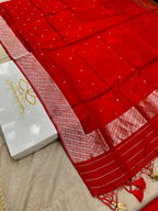 ✨ Banarasi Jacquard Gap Buti HO Silk 3-Piece Unstitched Dress Material MSS22