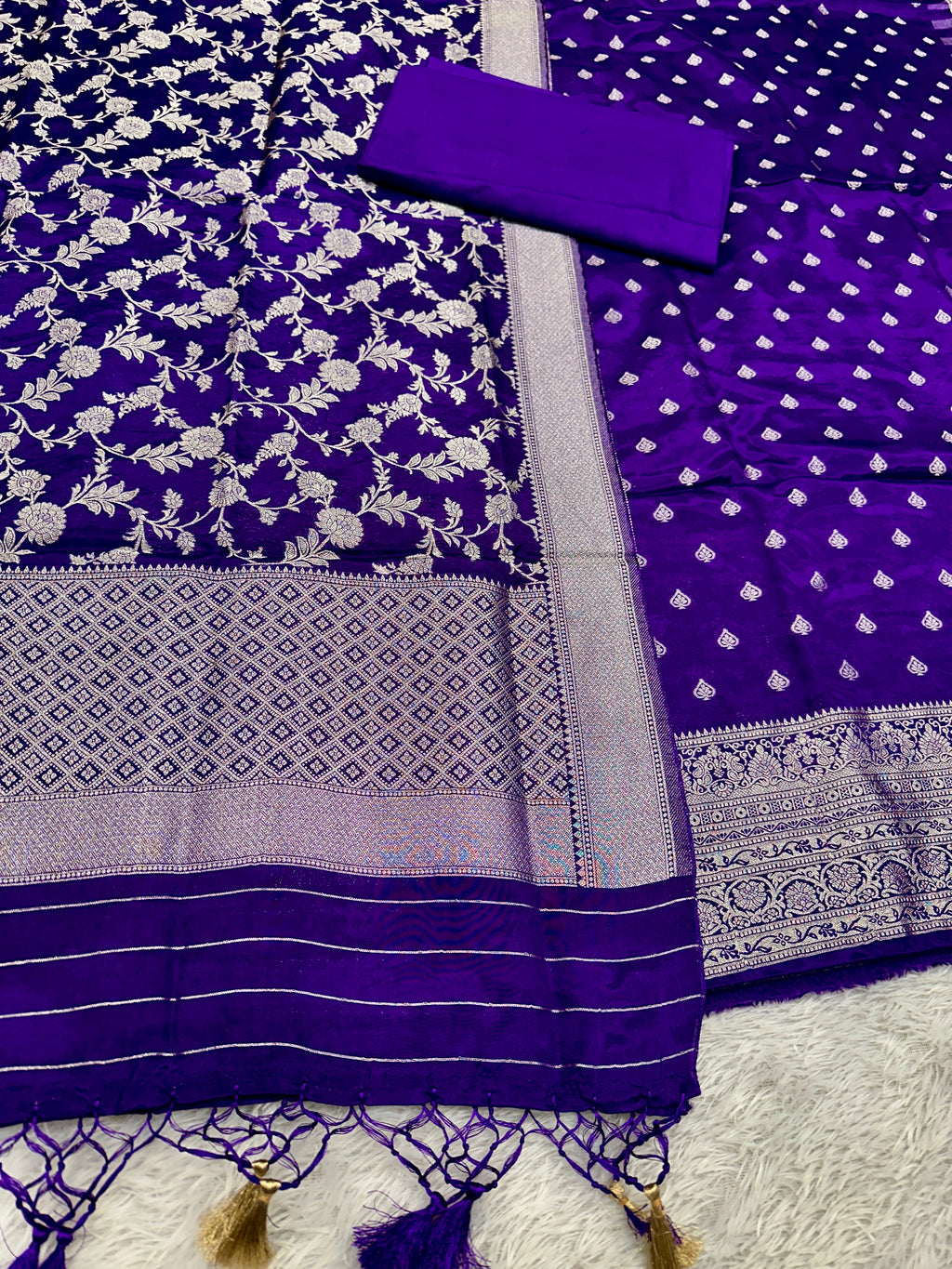 ✨ Banarasi Jacquard HO Silk 3-Piece Unstitched Dress Material MSS13