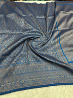 Light Blue Banarasi Dupion Silk Saree with Embossed Antique Zari Weaving & Rich Antique Zari Pallu | STF112