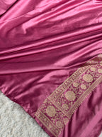 Gajri Pink Dual Shade Mashru Katan Silk Saree with All-Over Swarovski Siroski Work, Woven Pallu & Blouse | Festive & Party Wear Saree | MKS842