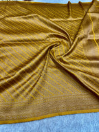 Banarasi Yellow Dupion Silk Saree with Embossed Antique Zari Weaving & Rich Antique Zari Pallu | STF57