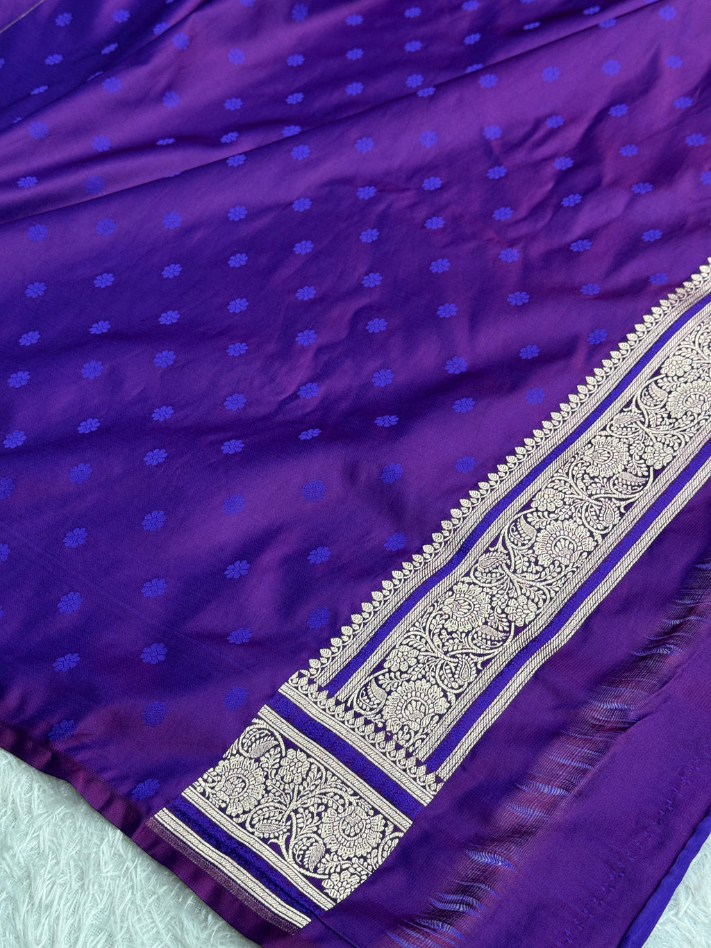Purple Magenta Dual Shade Mashru Kataan Silk Banarasi Saree | MKS722 | Kaashi Threads