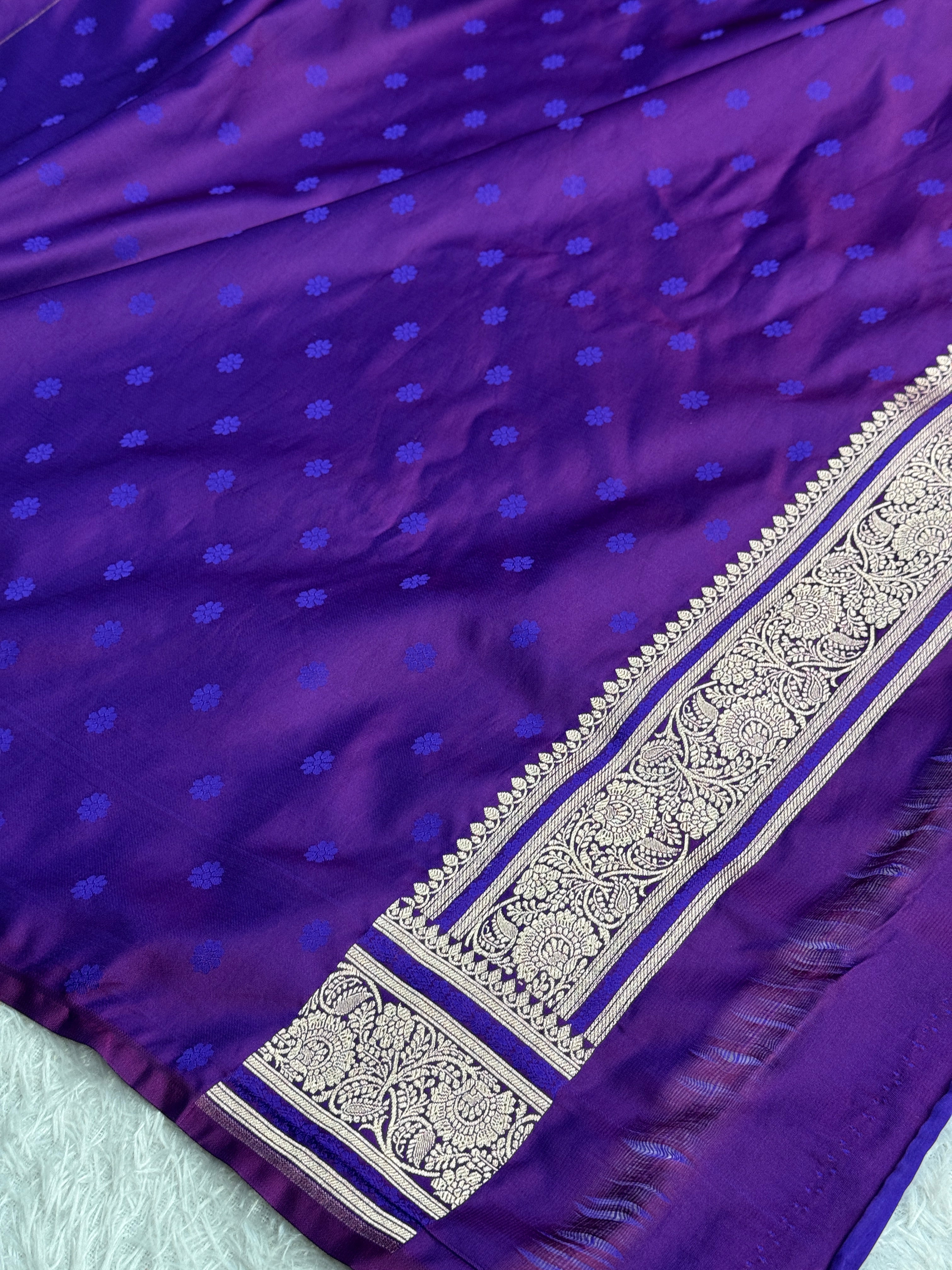 Purple Magenta Dual Shade Mashru Kataan Silk Banarasi Saree | MKS722 | Kaashi Threads