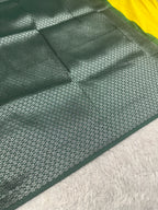 STF42 – Radiant Lemon Yellow Dupion Saree with Silver-Black Antique Zari Weaving