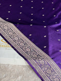 Banarasi Mashru Kataan Silk Saree in Purple | Buta Woven Design | Rich Zari Pallu & Border Blouse | MKS848