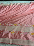 Peach Mashru Kataan Silk Saree with Ikkat Meenakari Design & Rich Zari Pallu | MKS814