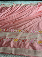Peach Mashru Kataan Silk Saree with Ikkat Meenakari Design & Rich Zari Pallu | MKS814