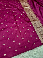 Wine Banarasi Dupion Silk Saree with Embossed Antique Zari Weaving & Rich Antique Zari Pallu | STF65