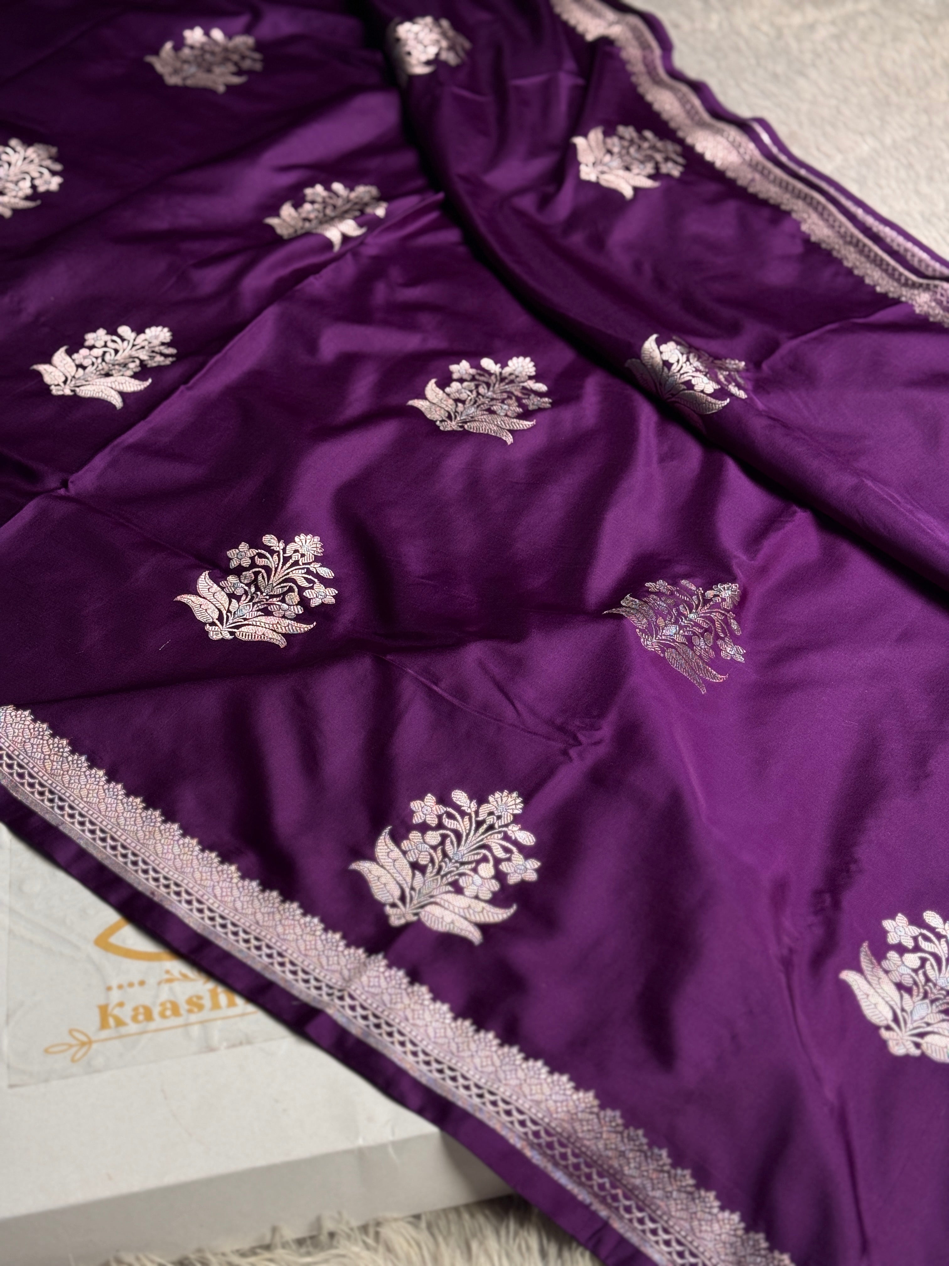 ✨ Magenta Mashru Kataan Silk Saree — MKS335