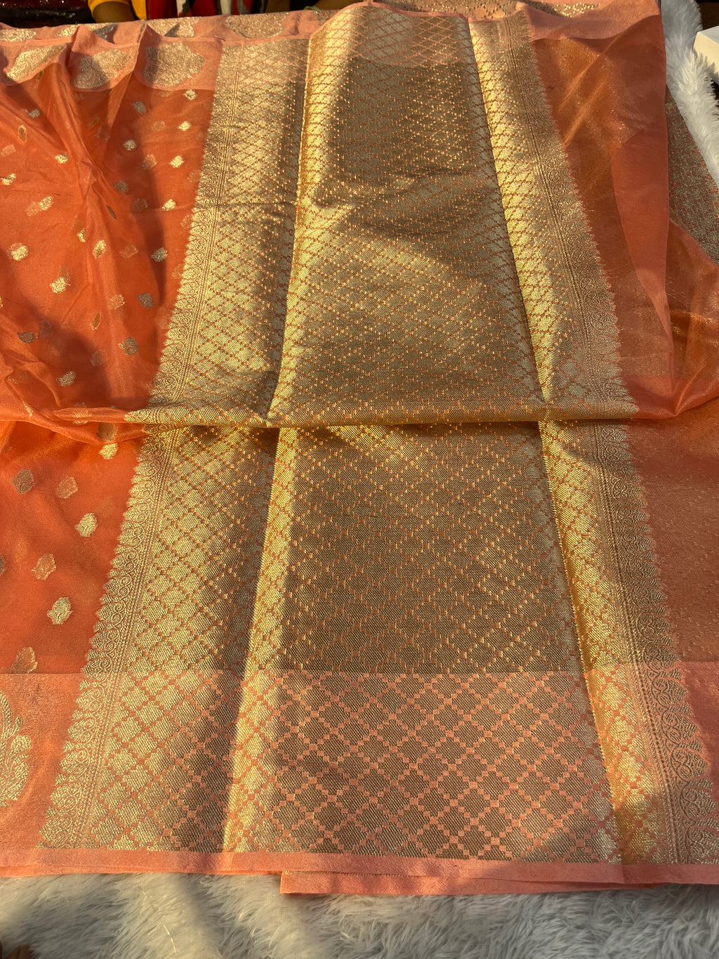 Kora Organza Raw Mango Saree KR11