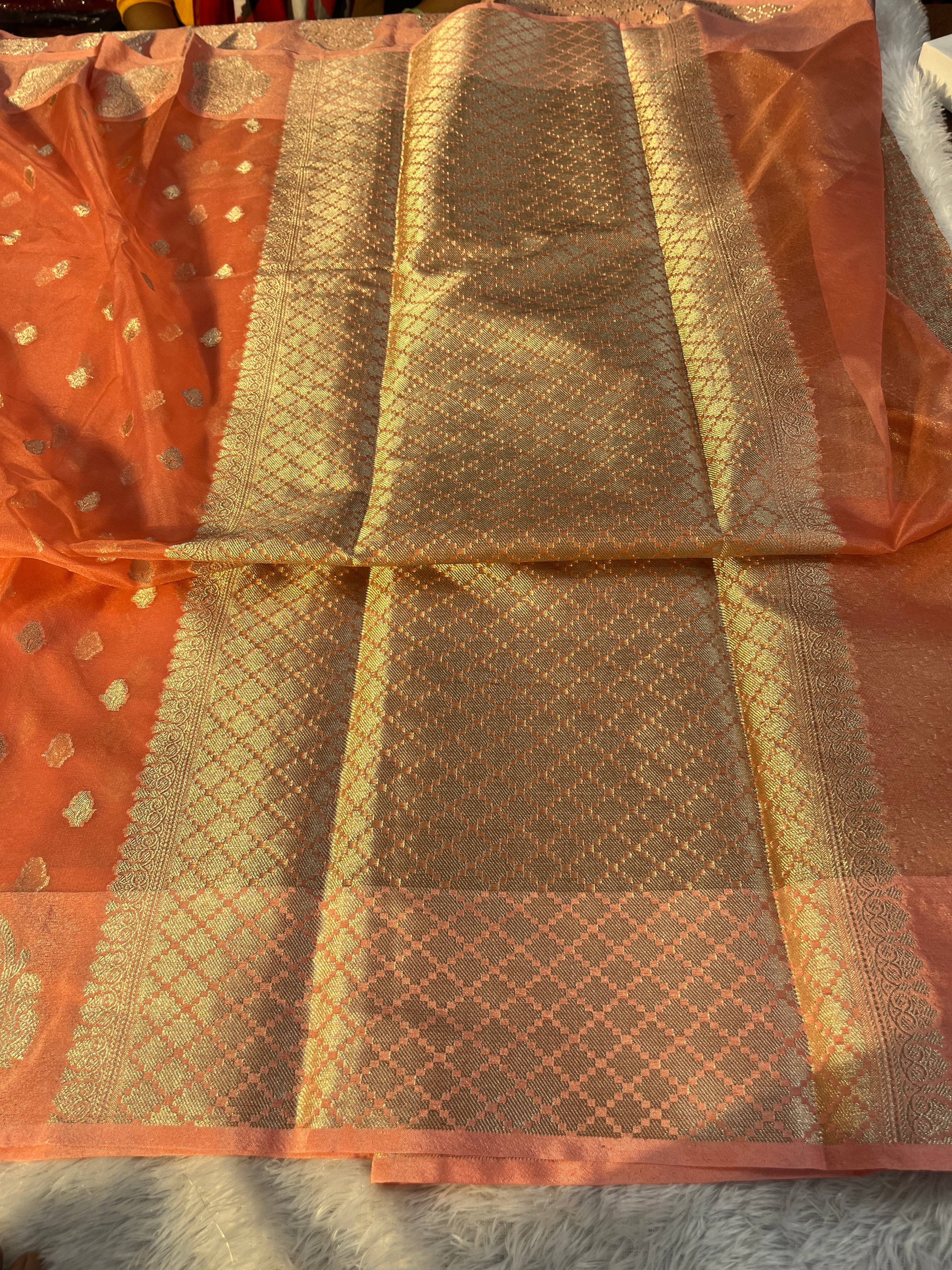 Kora Organza Raw Mango Saree KR11