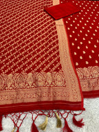 Banarasi Jacquard Zari Georgette Suit Dress – 3 Pc Set MSS23