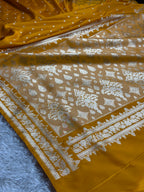 Mustard Premium Banarasi Mashru Silk Saree with Buti Woven Pattern MKS153
