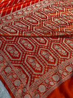 Rust Orange Mashru Kataan Silk Saree | Aadha Woven Design with Rich Zari Pallu | MKS841