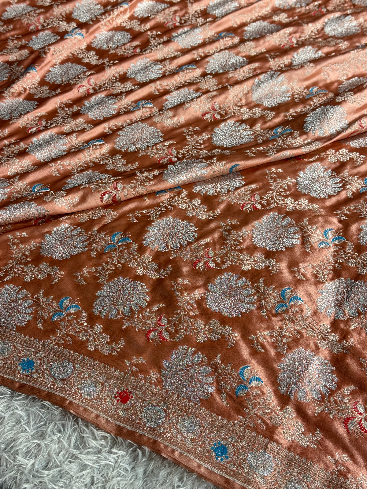 MKS815 – Premium Mashru Kataan Silk Meenakari Jaal Woven Saree