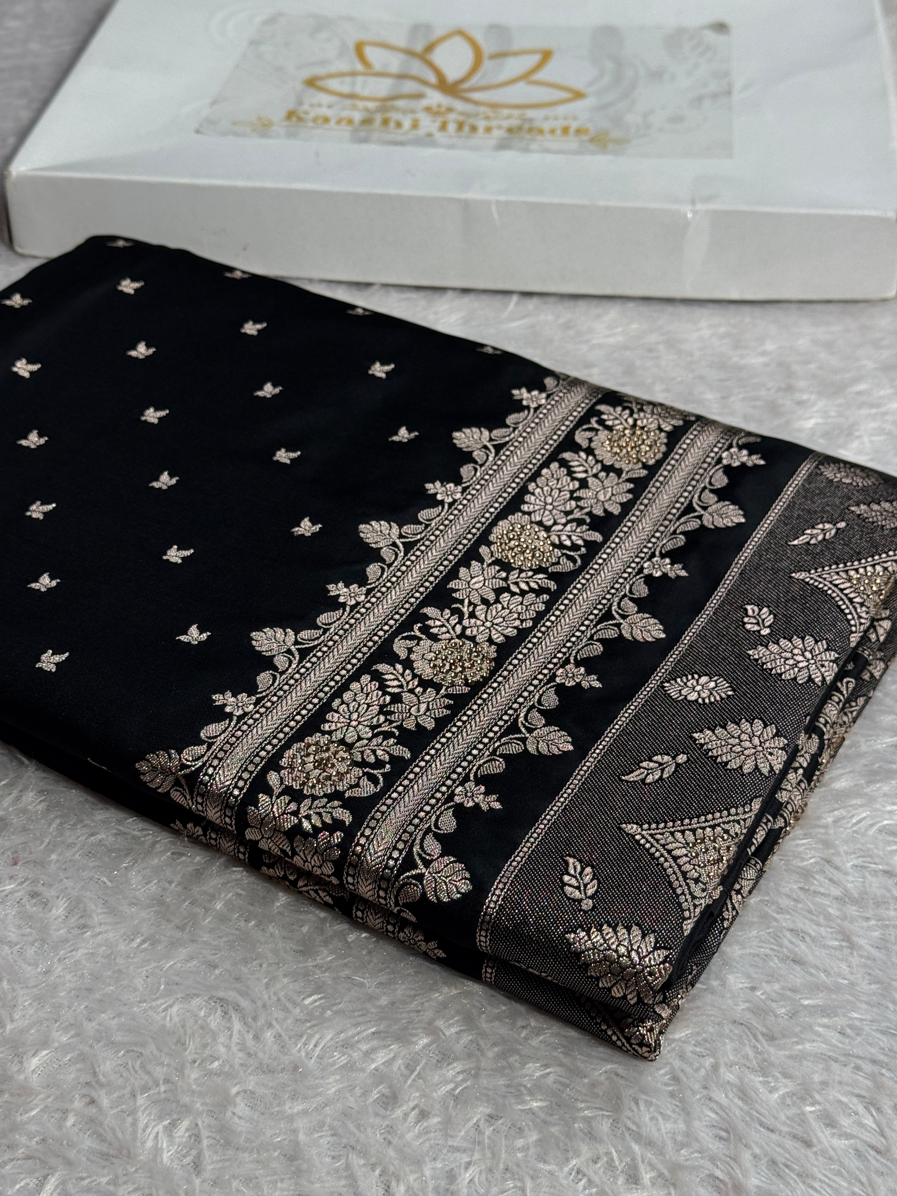 Mashru Kataan Silk Banarasi Saree with Buta Weaving & Diamond Work MKS726