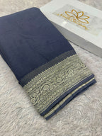 Elegant Pure Silk Khaddi Georgette Saree with Rich Nimzari Woven Border, Pallu & Blouse PS151