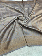 Grey Banarasi Dupion Silk Saree with Embossed Antique Zari Weaving & Rich Antique Zari Pallu | STF64