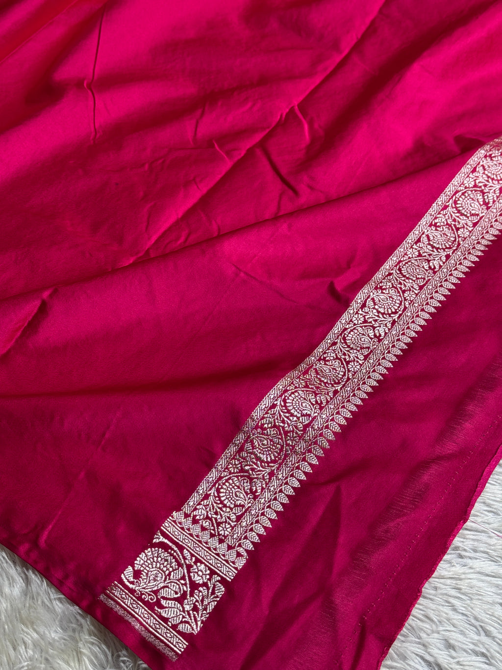 Maroon Banarasi Mashru Silk Saree with Jaal Woven Design & Satin Patta Border MKS226