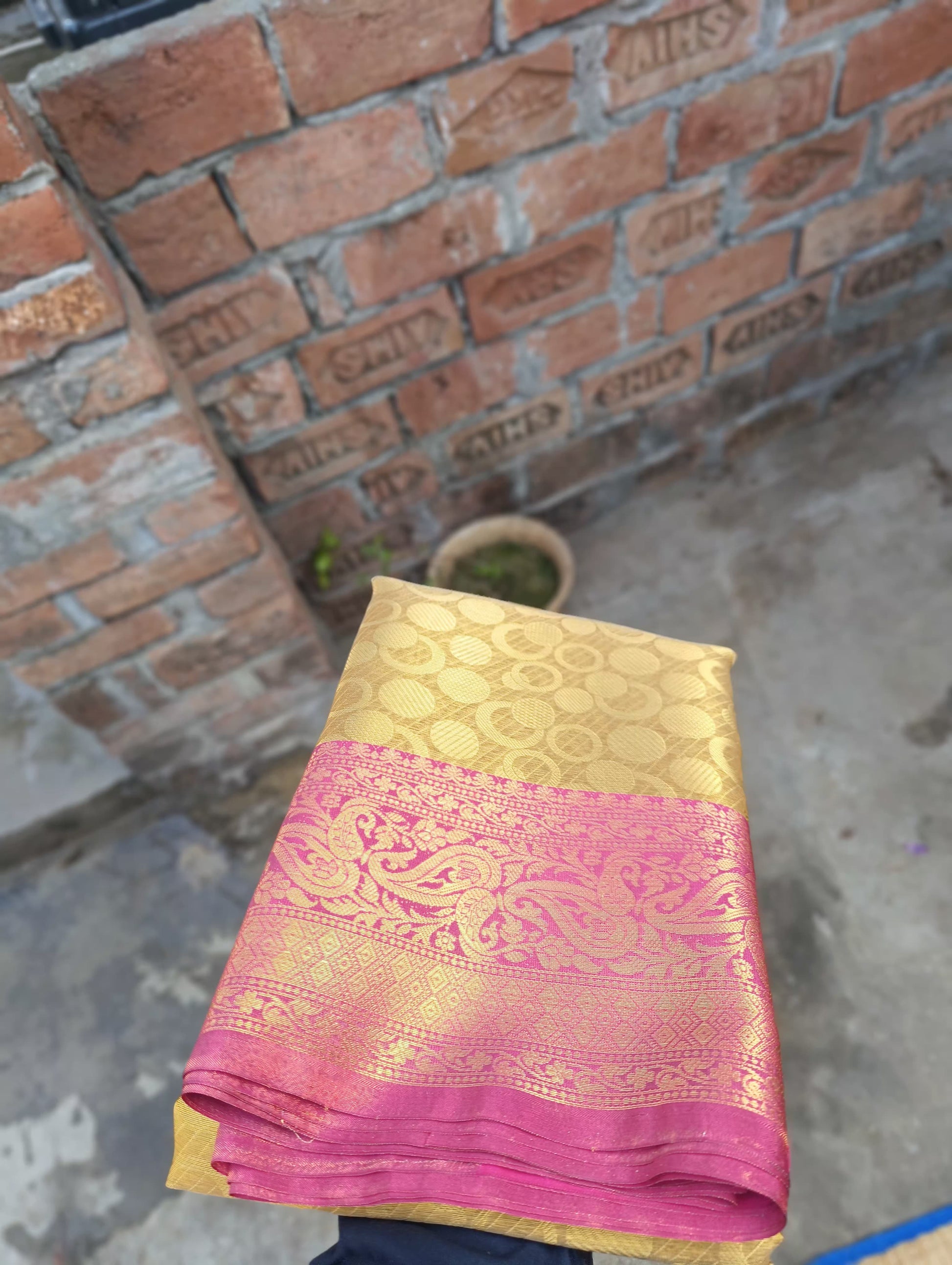 Golden Designer Tissue Silk Saree TS110