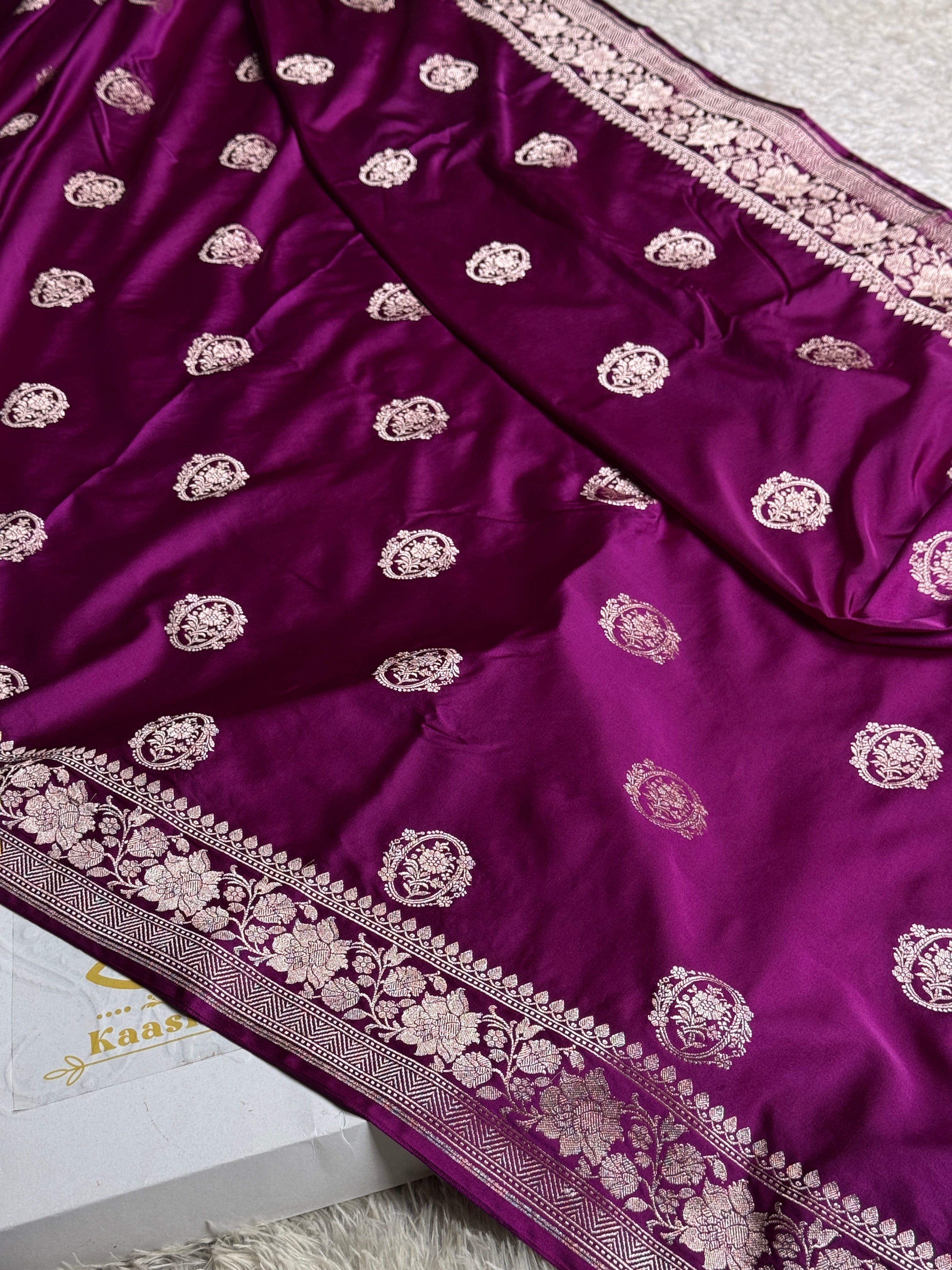 Magenta color Mashru Buta Saree MKS313