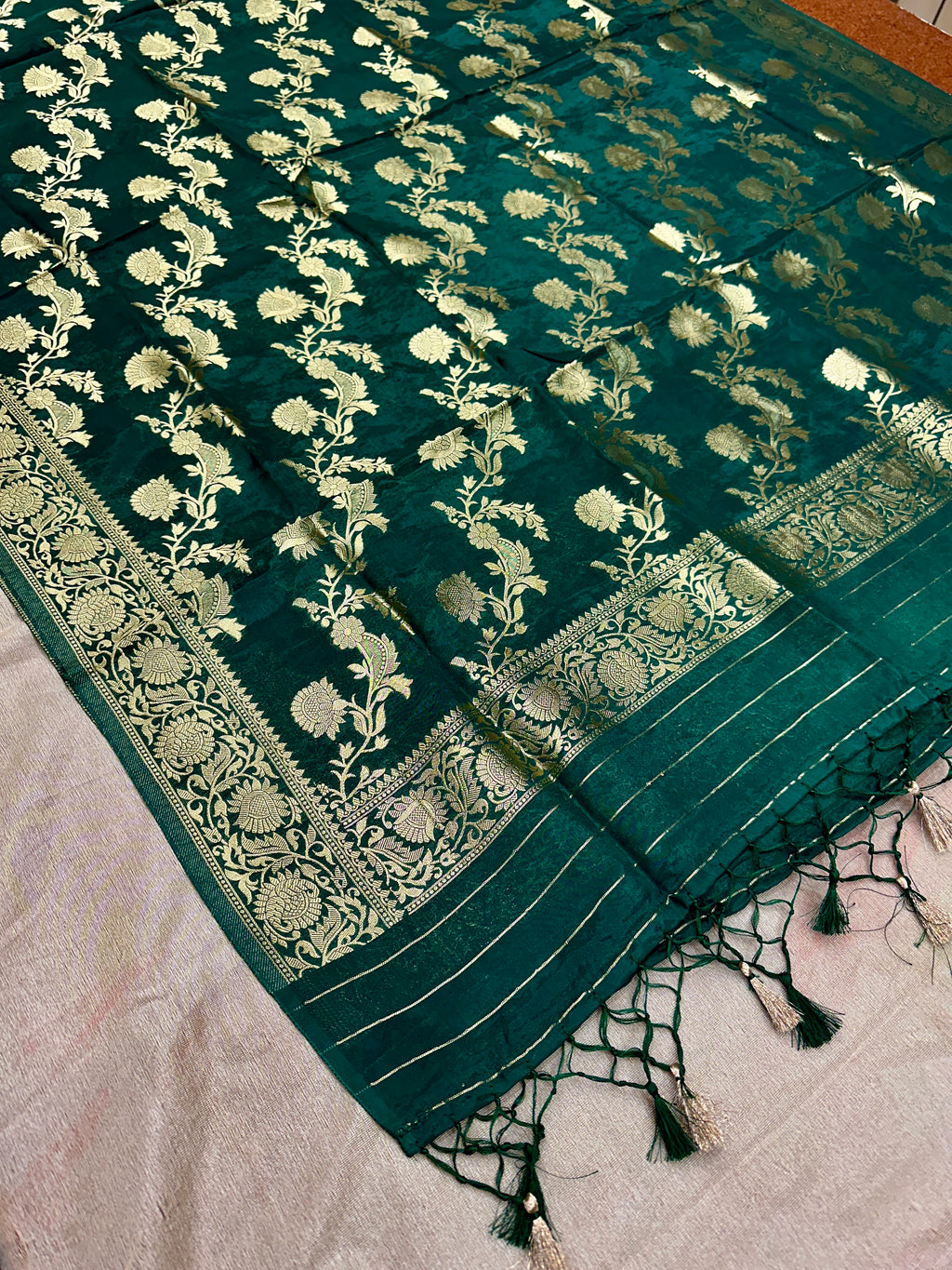✨ Banarasi Jacquard Gap Buti HO Silk 3-Piece Unstitched Dress Material MSS26