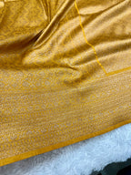 Mustard Yellow Banarasi Dupion Silk Saree with Embossed Antique Zari Weaving & Rich Antique Zari Pallu | STF61