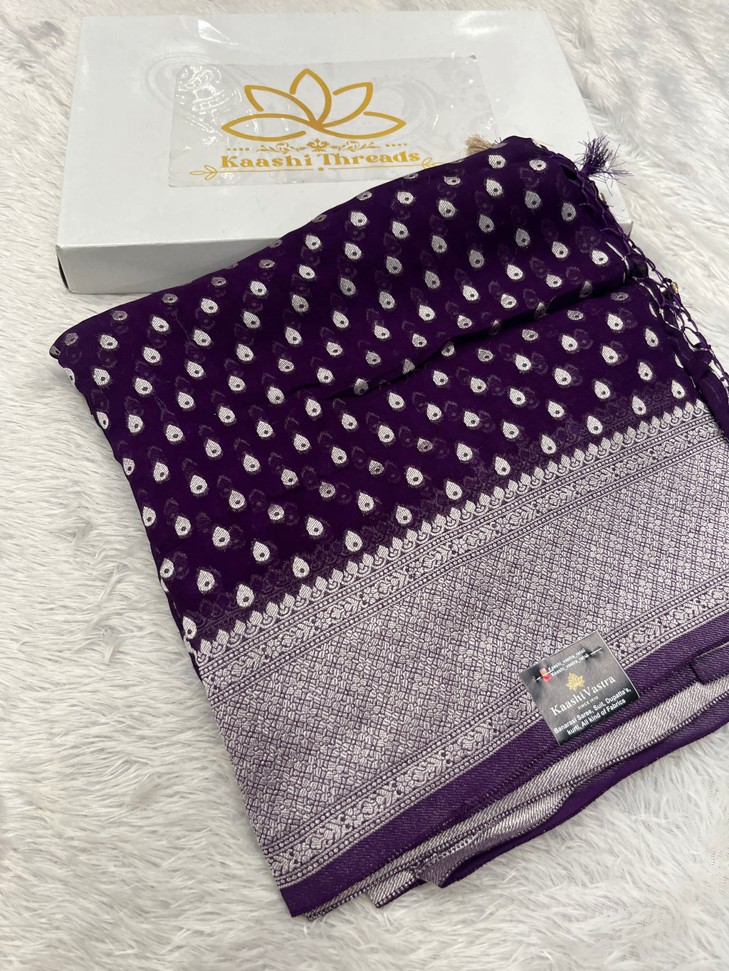 Banarsi Pure Natural Georgette Almond Buti  Design VSG06