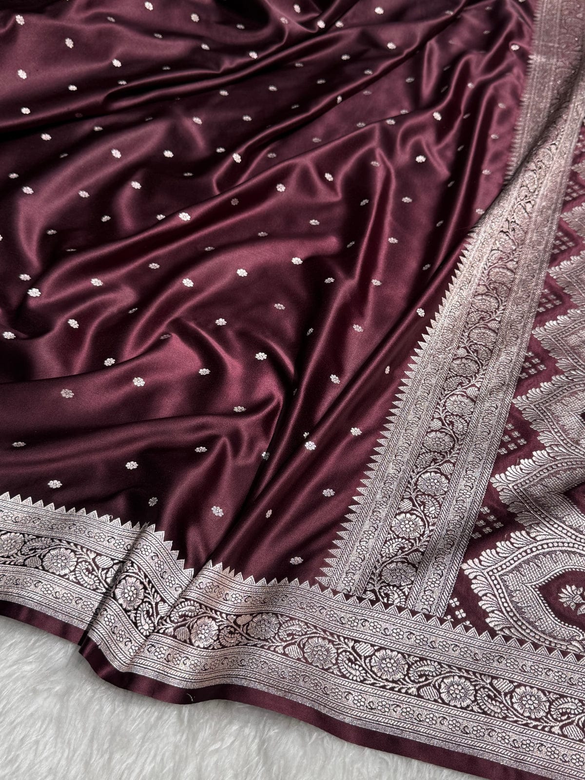 Premium Mashru Kataan Silk Saree with Star Buti Motifs and Luxurious Zari Pallu – MKS410