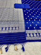 ✨ Banarasi Jacquard Gap Buti HO Silk 3-Piece Unstitched Dress Material MSS15