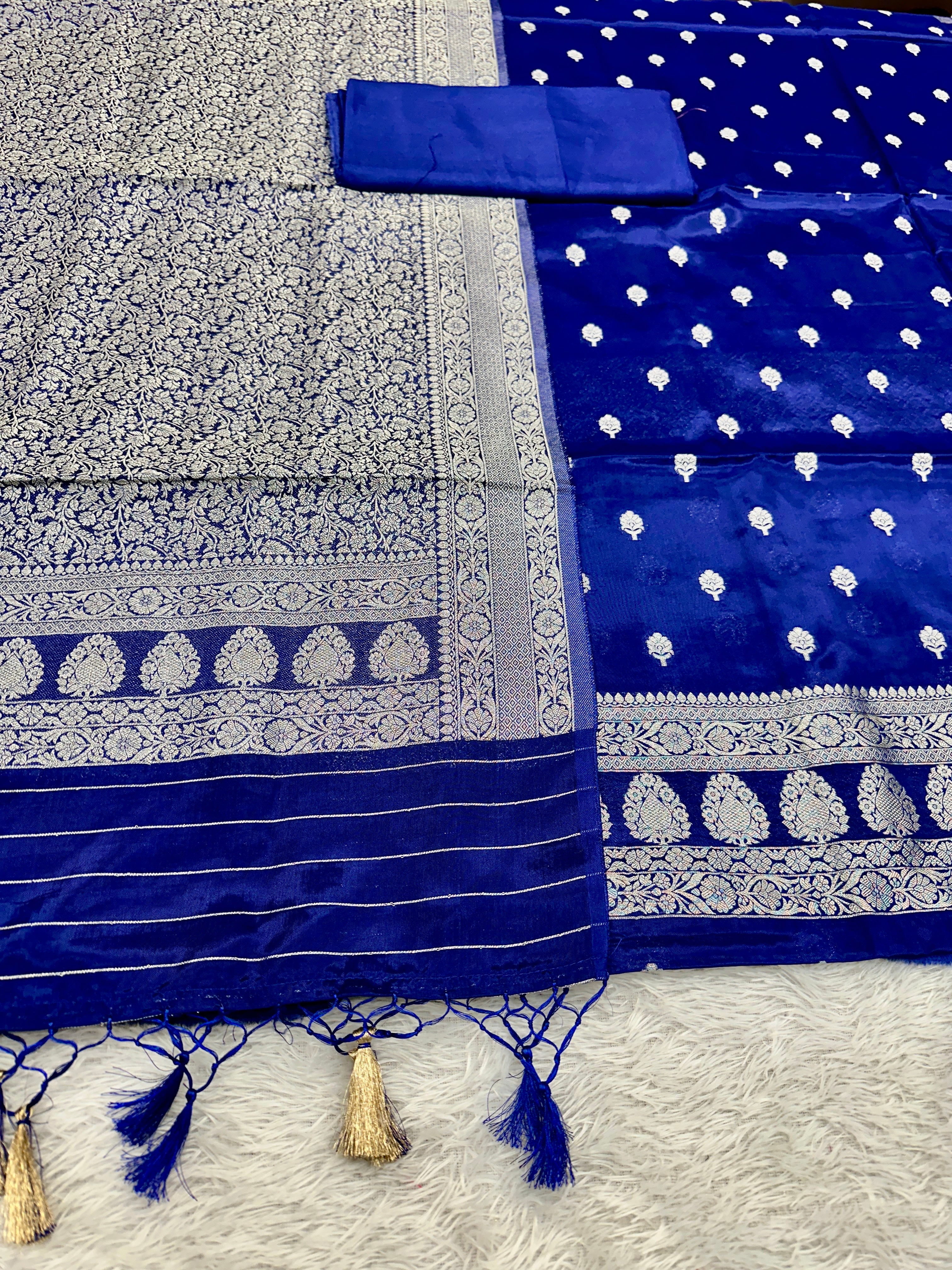 ✨ Banarasi Jacquard Gap Buti HO Silk 3-Piece Unstitched Dress Material MSS15