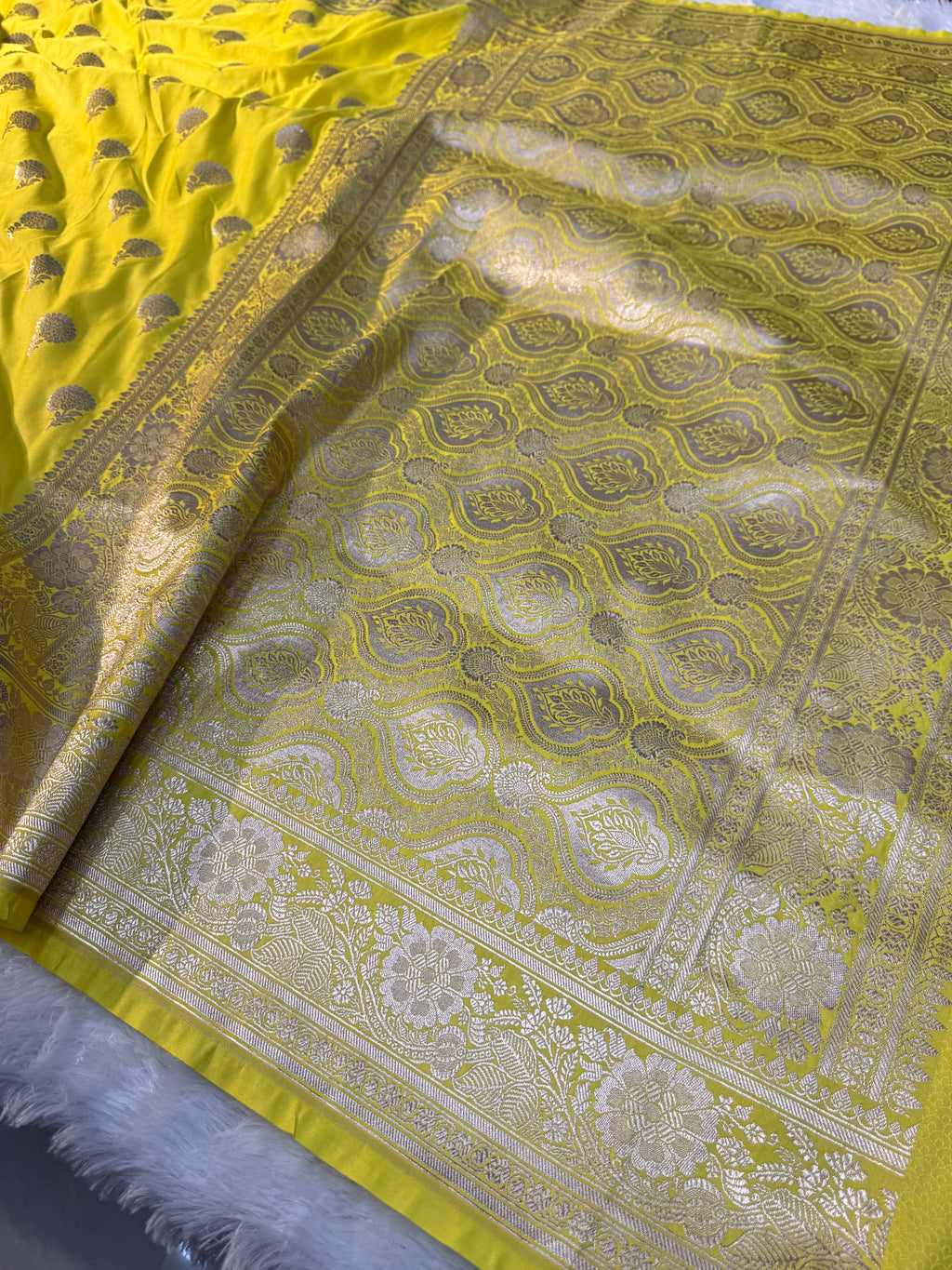 Mashru Saatan Saree Lemon MS12