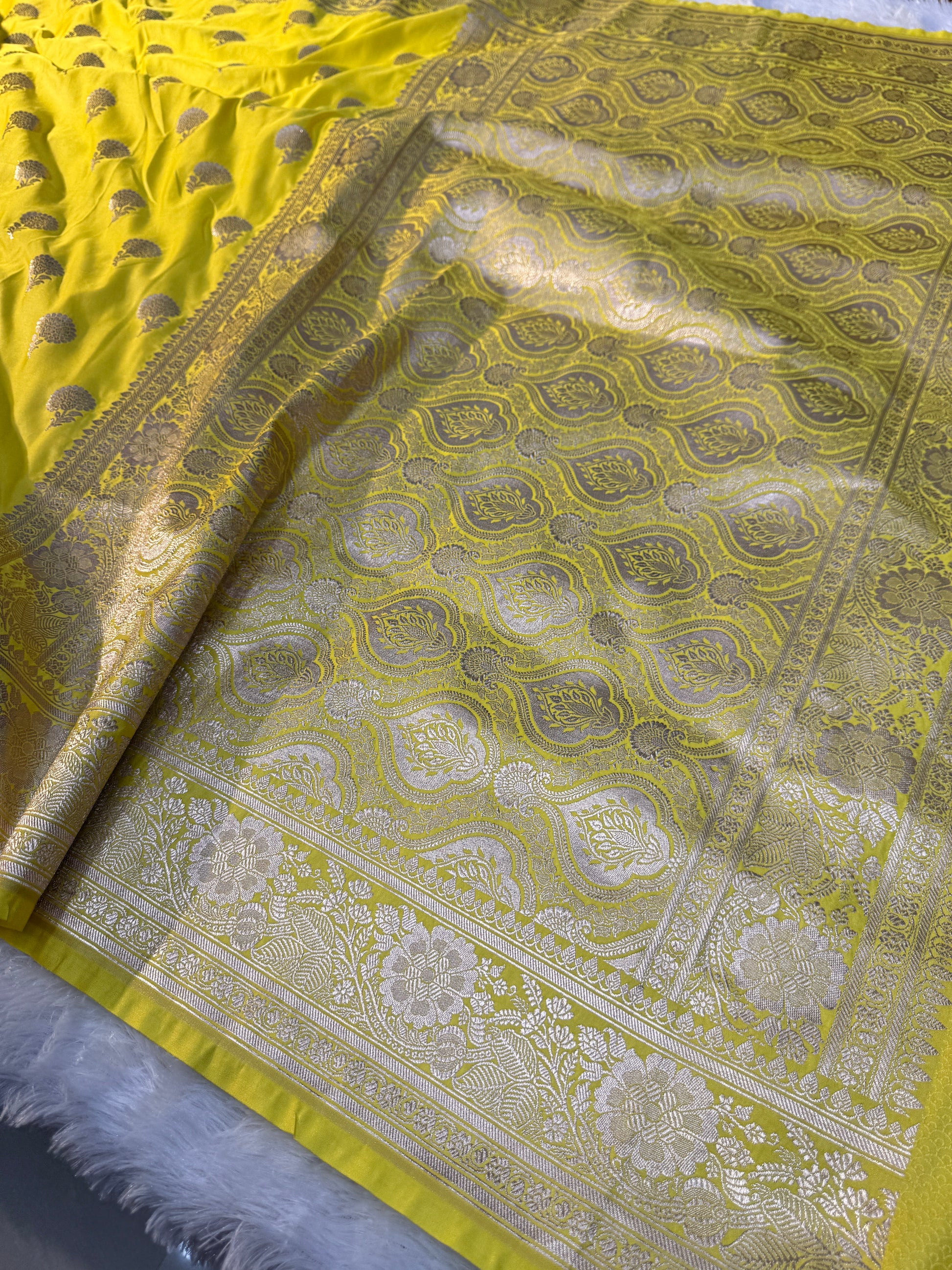 Mashru Saatan Saree Lemon MS12