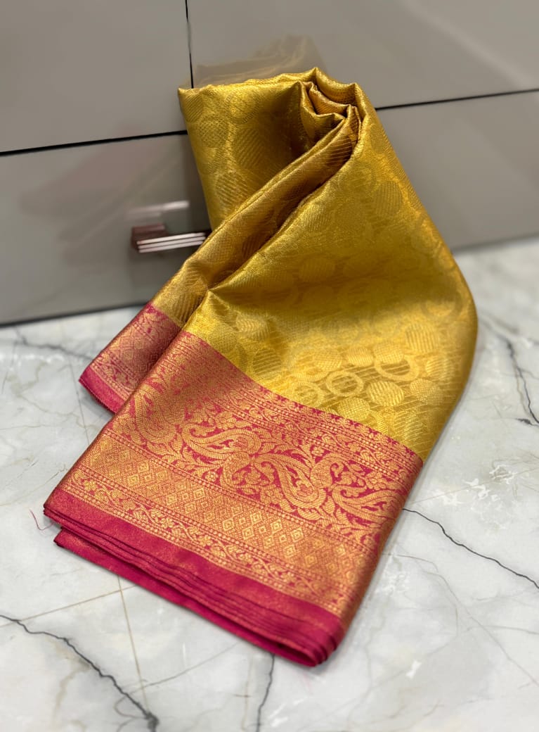 Golden Designer Tissue Silk Saree TS110