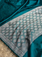 Rama Blue Banarasi Mashru Silk Saree with Pallu Border Woven Design MKS162