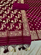 ✨ Banarasi Jacquard Gap Buti HO Silk 3-Piece Unstitched Dress Material MSS26