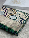 Peacock Green Banarasi Mashru Silk Saree with Meena Jaal Rangkaat Weaving MKS231