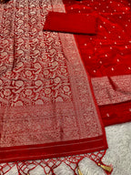 ✨ Banarasi Jacquard Gap Buti HO Silk 3-Piece Unstitched Dress Material MSS14