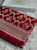 Cherish Red Mashru Kataan Silk Saree with Meenakari Jaal Woven Design & Rich Zari Pallu | MKS621