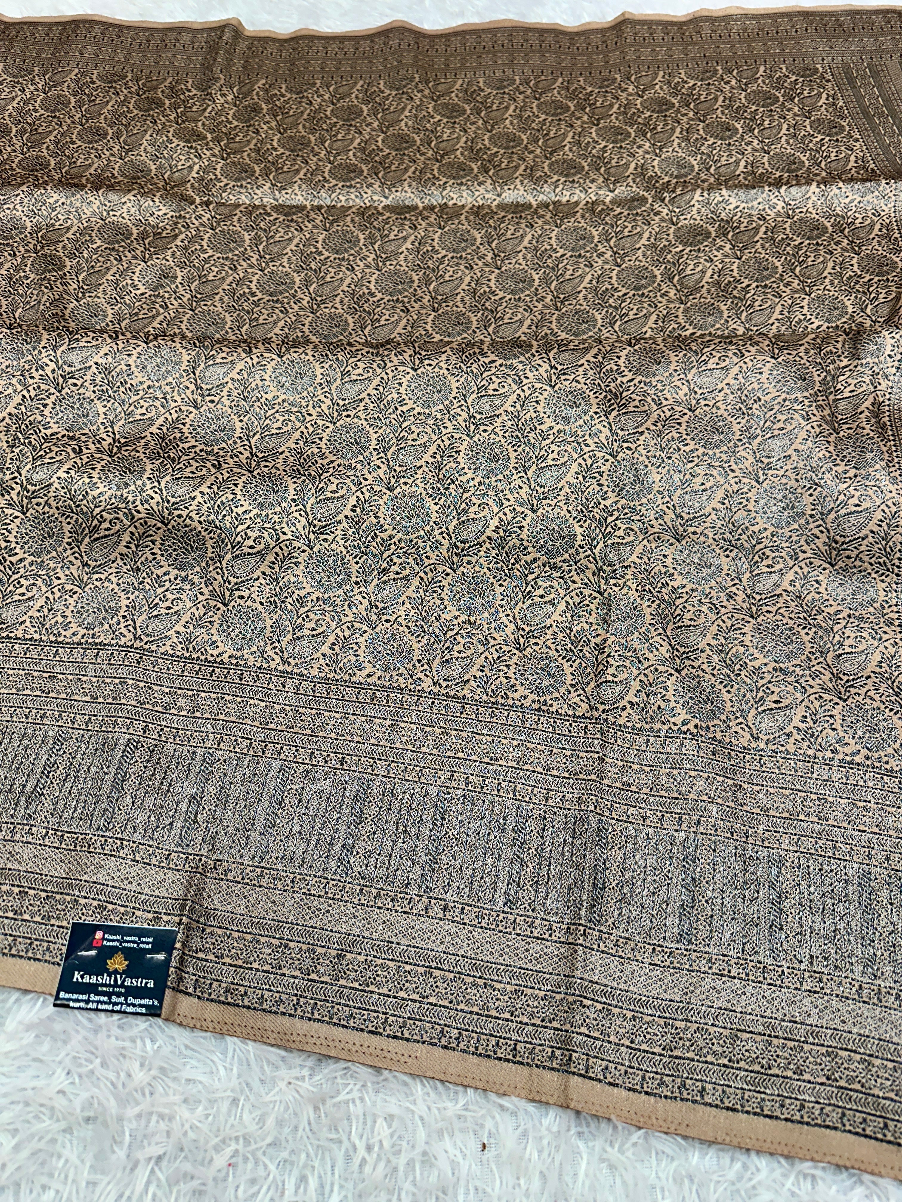 STF53 – Royal Pitch Dupion Saree with All-Over Floral Woven Designs
