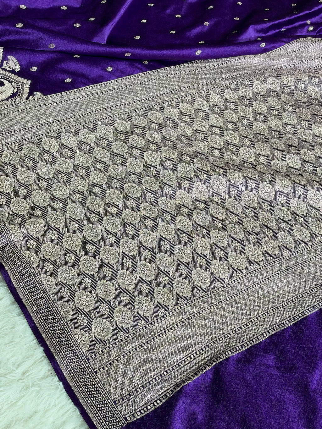 Banarasi Mashru Kataan Silk Purple Saree with Buta & Ikkat Woven Design | MKS861