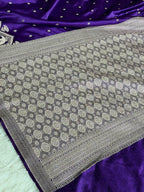 Banarasi Mashru Kataan Silk Purple Saree with Buta & Ikkat Woven Design | MKS861