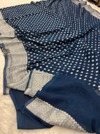 Banarsi Pure Natural Georgette Almond Buti  Design VSG06