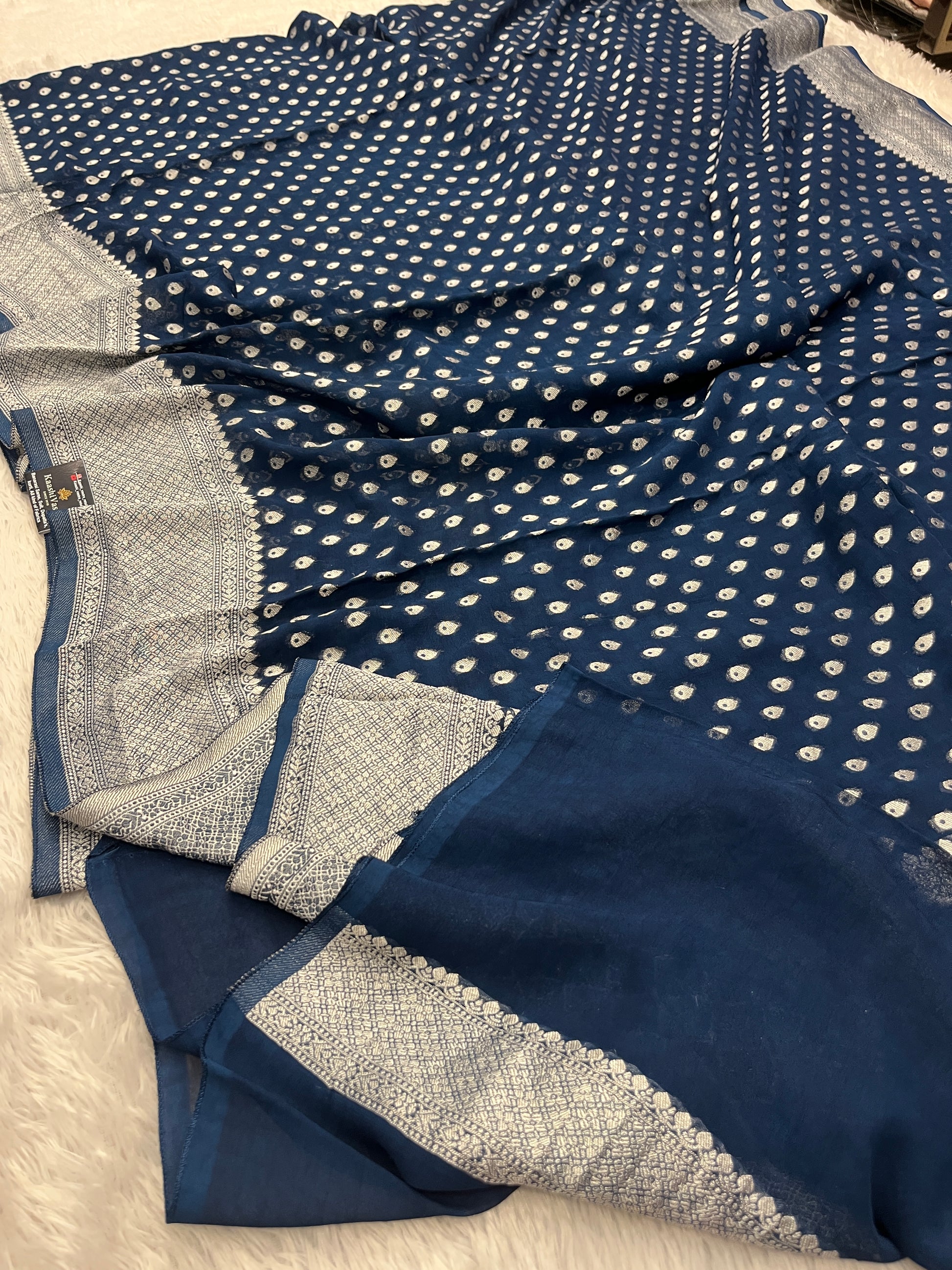 Banarsi Pure Natural Georgette Almond Buti  Design VSG06