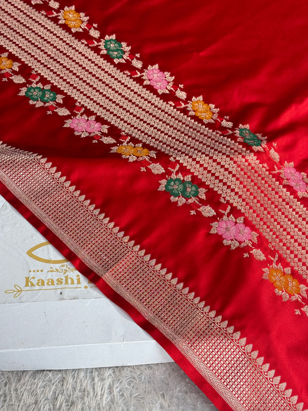 Red Mashru Silk Saree with Meenakari Zari Woven Design – MKS803