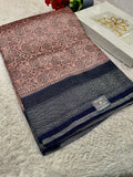 STF41 – Royal Pitch Dupion Saree with Silver-Black Antique Zari Weaving
