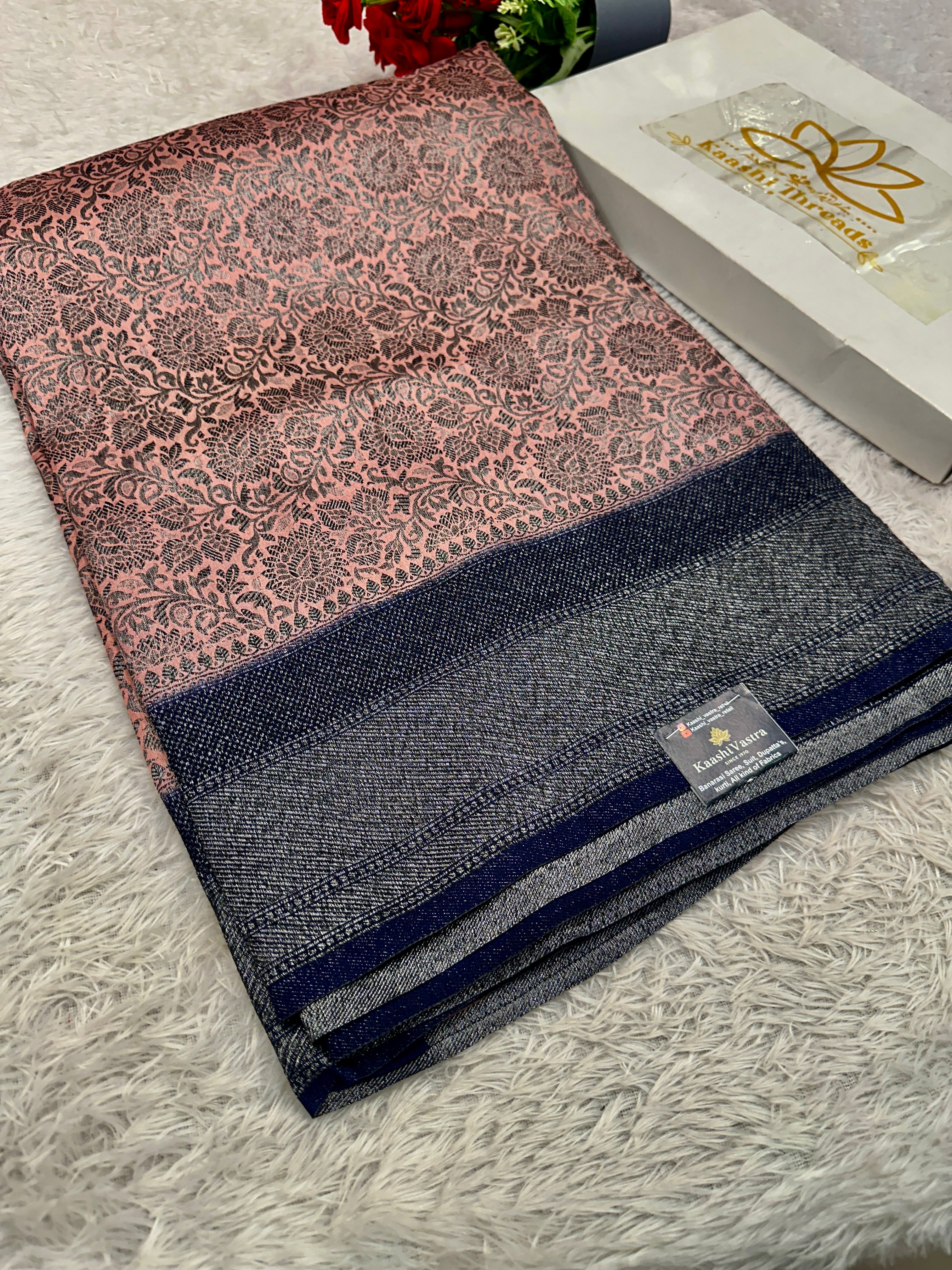 STF41 – Royal Pitch Dupion Saree with Silver-Black Antique Zari Weaving