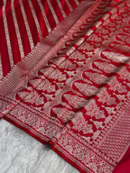 Banarasi Mashru Kataan Silk Saree Featuring Aaddha Zari Weave with Rich Zari Pallu – MKS413